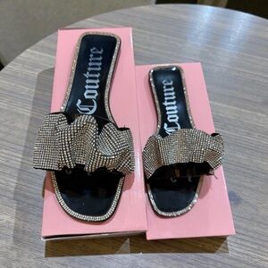 Juicy Couture Black and White Bow Sandals
